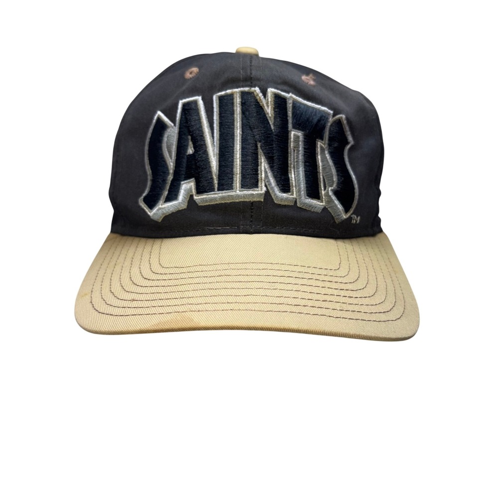 Vintage Snapback Eastport New Orleans Saints Hat Mens OSFM Black Tan